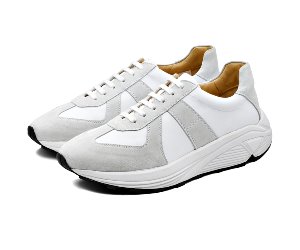 IMMATERIAL - ARCTURUS WHITE &amp; GRAY LEATHER SNEAKERS